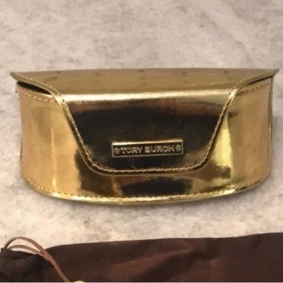 Tory Burch Sunglass Case Gold Luxury Travel Designer Classic Boho Regal ✨ - Picture 1 of 9